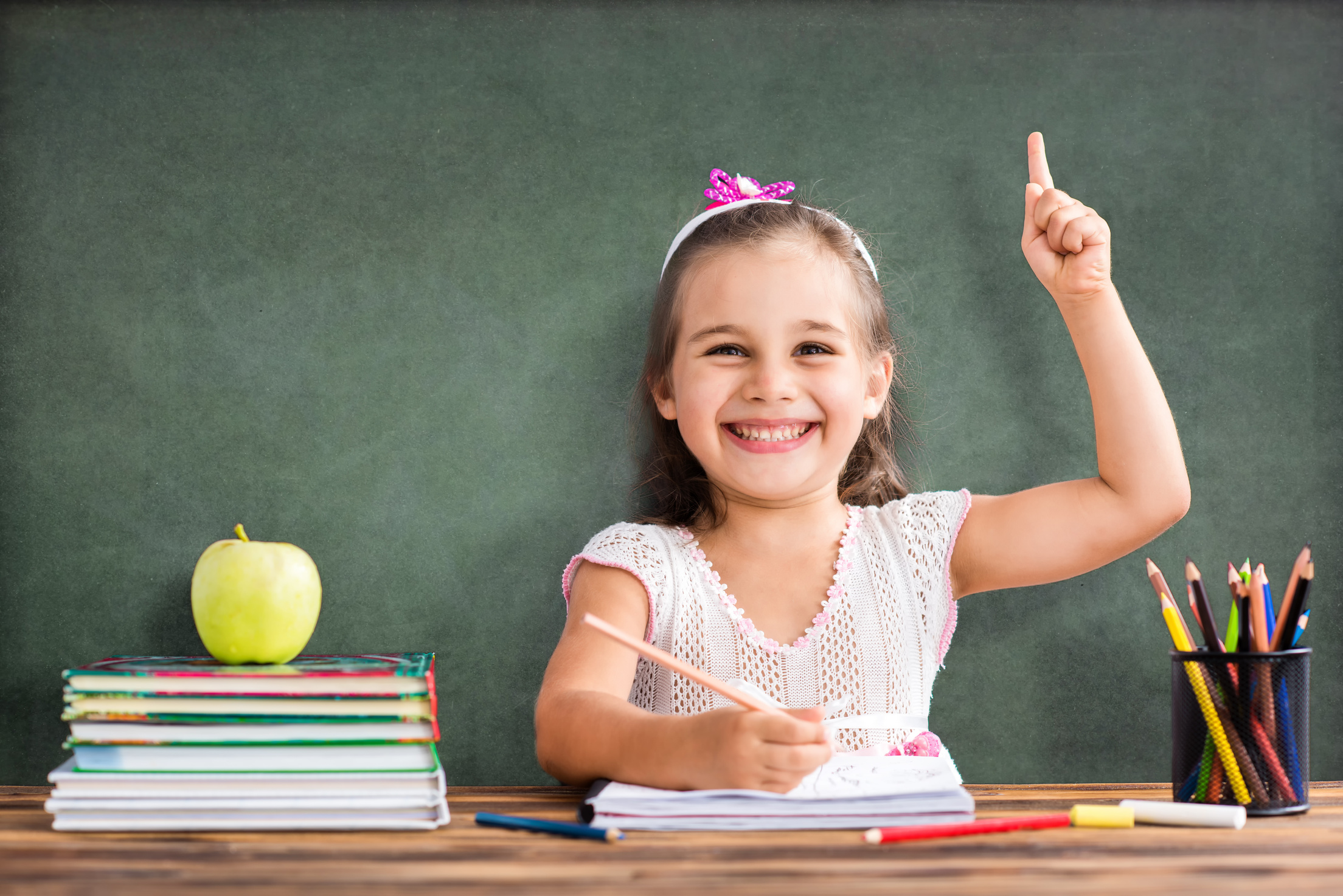 Back To School Concept, Happy Smiling Child Studying